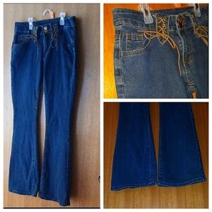 Shein Bellbottom Flare Laced Bow Accented Stretchy Jeans Size 26